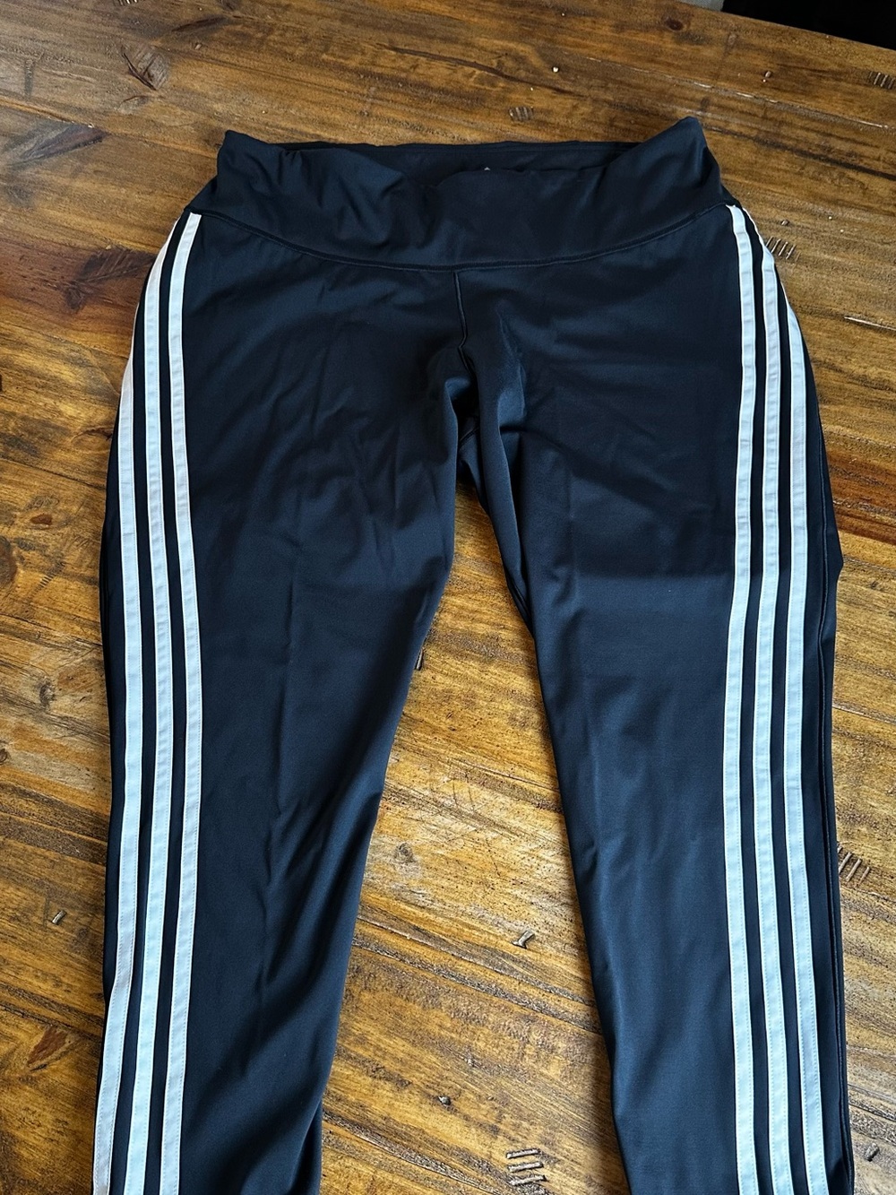adidas Black Leggings with White Side Triple Stripes